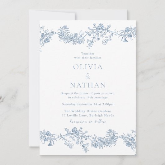  elegantie: Classic Floral Wedding Kaart (Voorkant)