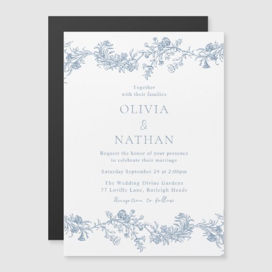  elegantie: Classic Floral Wedding Magnetische Uitnodiging (Voorkant / Achterkant)