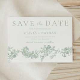 Elegantie: Classic Salie Bloemen Huwelijk Save The Date