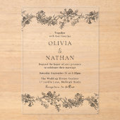  Elegantie: Classic Zwart & Wit Huwelijk Acryl Uitnodigingen (Voorkant)