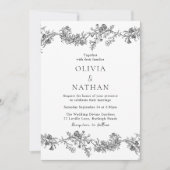  Elegantie: Classic Zwart & Wit Huwelijk Kaart (Voorkant)