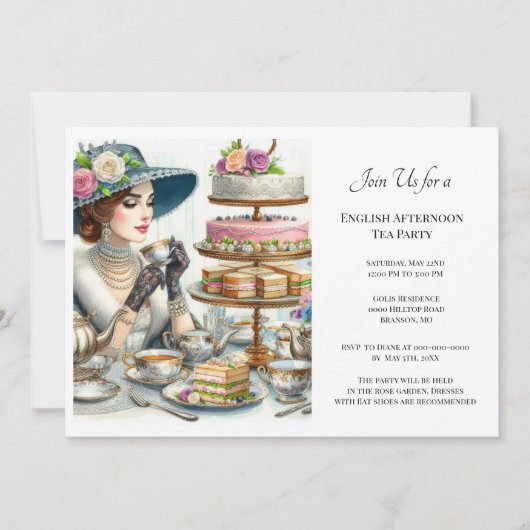  Elegantie Dames Tea Party Kaart (Voorkant)