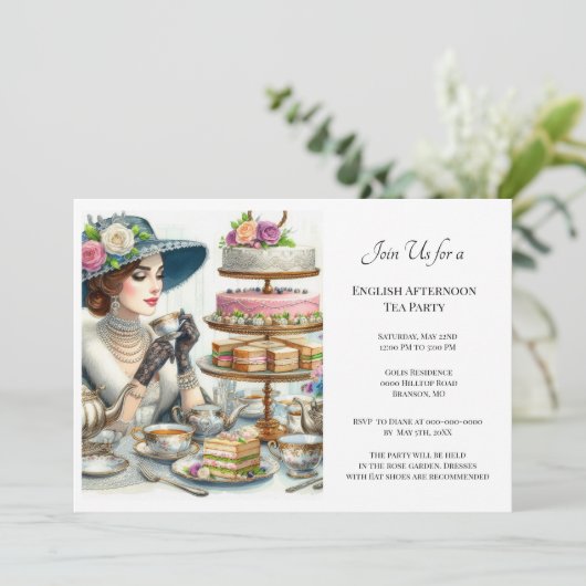  Elegantie Dames Tea Party Kaart (Staand voorkant)