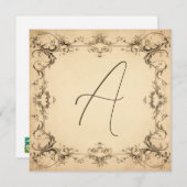 elegantie: Deep Bronze Monogram Notecards Feestdagenkaart (Voorkant / Achterkant)