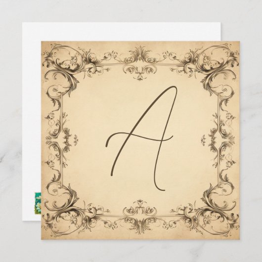  elegantie: Deep Bronze Monogram Notecards Feestdagenkaart (Voorkant / Achterkant)