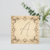 elegantie: Deep Bronze Monogram Notecards Feestdagenkaart (Staand voorkant)