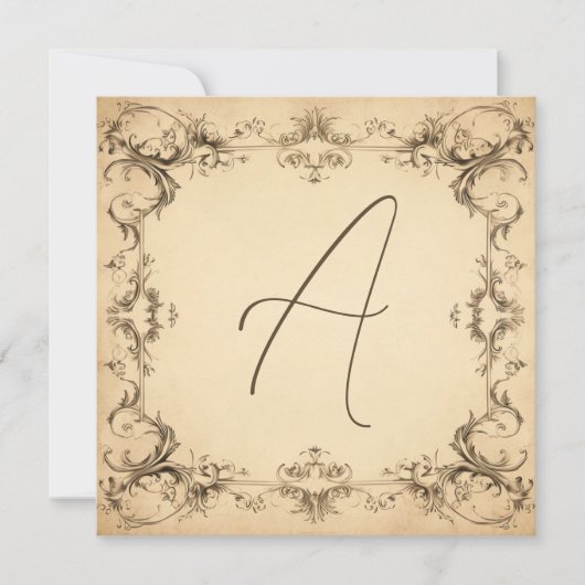 elegantie: Deep Bronze Monogram Notecards Feestdagenkaart (Voorkant)
