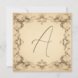 elegantie: Deep Bronze Monogram Notecards Feestdagenkaart