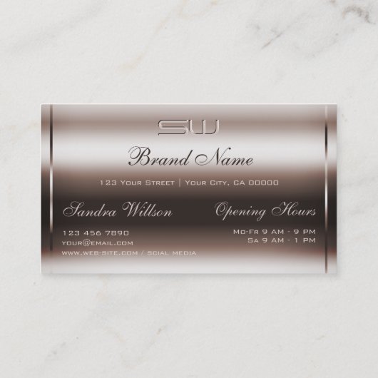 Elegantie Donker Roos Goud en Faux 3D Initialen No Visitekaartje (Achterkant)