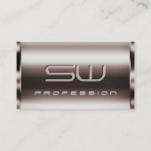 Elegantie Donker Roos Goud en Faux 3D Initialen No Visitekaartje (Voorkant)