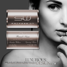 Elegantie Donker Roos Goud en Faux 3D Initialen No Visitekaartje