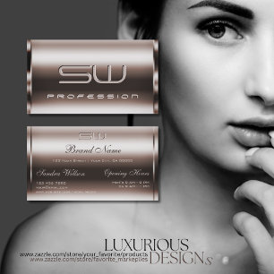 Elegantie Donker Roos Goud en Faux 3D Initialen No Visitekaartje