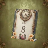 elegantie: een elegante klok en een elegant hart reclamebord met voetstuk