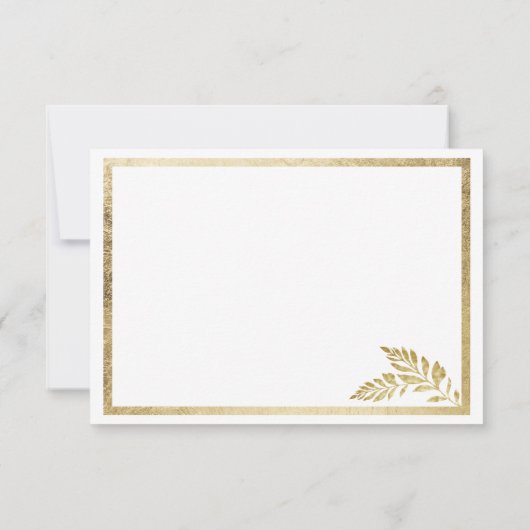 Elegantie eenvoudige witte gouden blad bloemen Dan Bedankkaart (Achterkant)