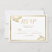 Elegantie eenvoudige witte gouden blad bloemen RSV RSVP Kaartje (Voorkant)
