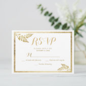 Elegantie eenvoudige witte gouden blad bloemen RSV RSVP Kaartje (Staand voorkant)