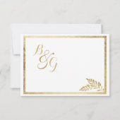 Elegantie eenvoudige witte gouden blad bloemen RSV RSVP Kaartje (Achterkant)