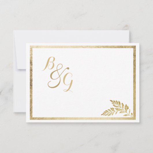 Elegantie eenvoudige witte gouden blad bloemen RSV RSVP Kaartje (Achterkant)