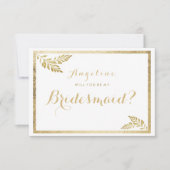 Elegantie eenvoudige witte gouden bloem Bruidsmeis Kaart (Voorkant)