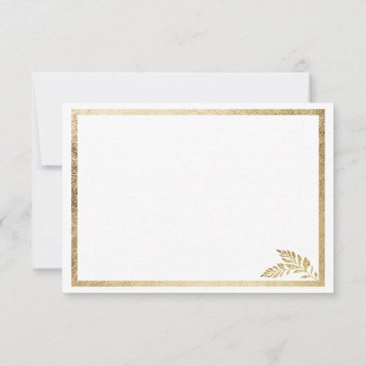 Elegantie eenvoudige witte gouden bloem Bruidsmeis Kaart (Achterkant)