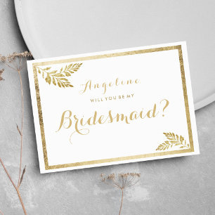 Elegantie eenvoudige witte gouden bloem Bruidsmeis Kaart