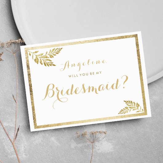 Elegantie eenvoudige witte gouden bloem Bruidsmeis Kaart