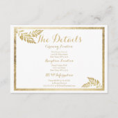 Elegantie eenvoudige witte gouden bloem Details Ka Informatiekaartje (Voorkant)