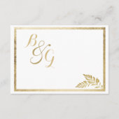 Elegantie eenvoudige witte gouden bloem Details Ka Informatiekaartje (Achterkant)