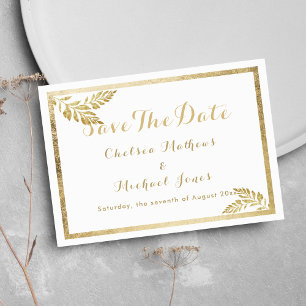 Elegantie eenvoudige witte gouden bloem Save The D Date