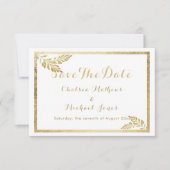 Elegantie eenvoudige witte gouden bloem Save The D Save The Date (Voorkant)