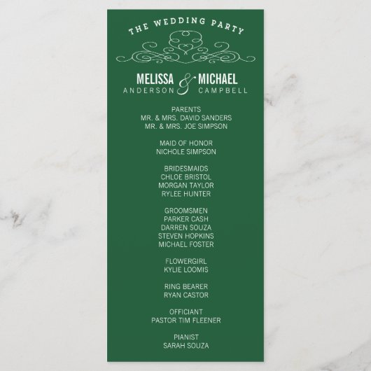 ELEGANTIE | EMERALD WEDDING PROGRAMMA PROGRAMMAKAART (Achterkant)