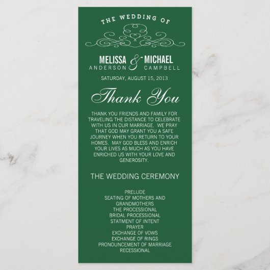  ELEGANTIE | EMERALD WEDDING PROGRAMMA PROGRAMMAKAART (Voorkant)