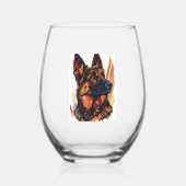 Elegantie en Canine Grace Duitse Herders Wijnglas Zonder Voet (Voorkant)