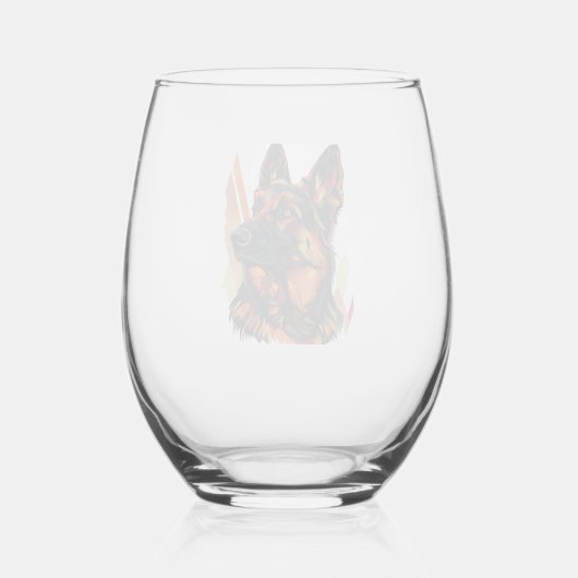 Elegantie en Canine Grace Duitse Herders Wijnglas Zonder Voet (Achterkant)