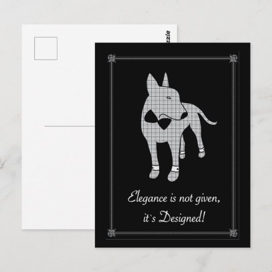 Elegantie Engels Bull Terrier zwart stropdas huisd Briefkaart (Voorkant / Achterkant)