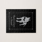 Elegantie Engels Bull Terrier zwart stropdas huisd Legpuzzel (Horizontaal)