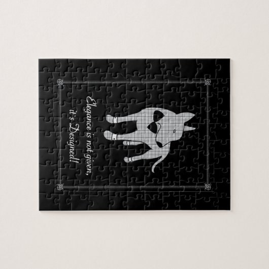 Elegantie Engels Bull Terrier zwart stropdas huisd Legpuzzel (Horizontaal)