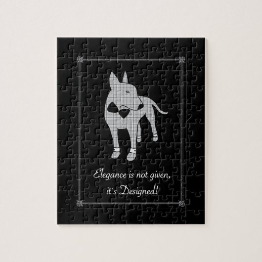 Elegantie Engels Bull Terrier zwart stropdas huisd Legpuzzel (Verticaal)