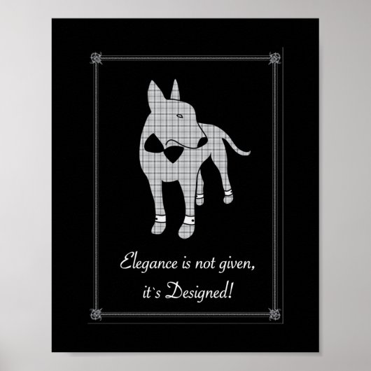 Elegantie Engels Bull Terrier zwart stropdas huisd Poster (Voorkant)