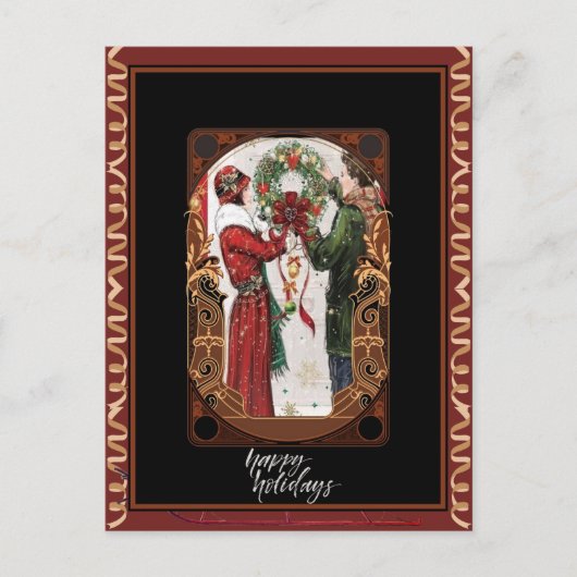  elegantie feestelijke krans liefhebbers briefkaart (Voorkant)