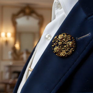 Elegantie Gepersonifieerd: Zwart en Goud Vlaams Ronde Button 6,0 Cm