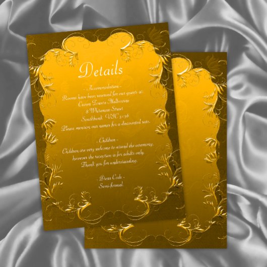  Elegantie Golden Wedding Details Informatiekaartje