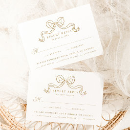  Elegantie Gouden Boog Trouwmaaltijd RSVP Informatiekaartje