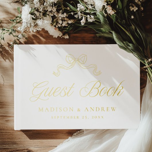  Elegantie Gouden Folie Bow Foto bruiloft Gastenboek