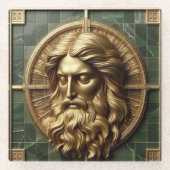 Elegantie in Absolutie Kruis op Marmer Met Verguld Glazen Onderzetter (Voorkant)