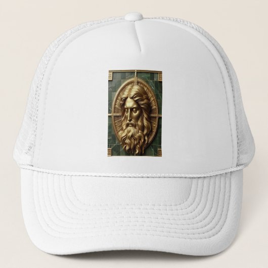 Elegantie in Absolutie Kruis op Marmer Met Verguld Trucker Pet (Voorkant)
