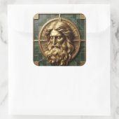 Elegantie in Absolutie Kruis op Marmer Met Verguld Vierkante Sticker (Tas)