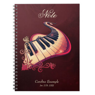Elegantie in beweging, de gebogen piano.  notitieboek