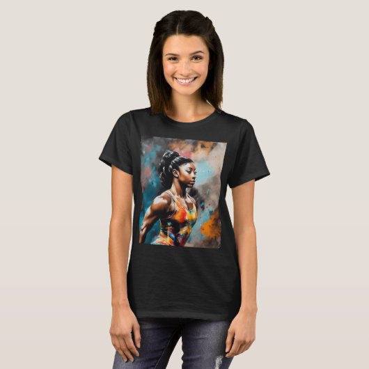 Elegantie in beweging: Simone Biles T-shirt (Voorkant volledig)
