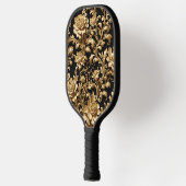 Elegantie in Beweging: Zwart en Gouden Bloemen Pickleball Paddle (Links)